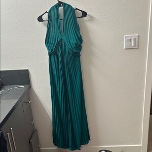 Reiss Teal Pleated Midi Dress